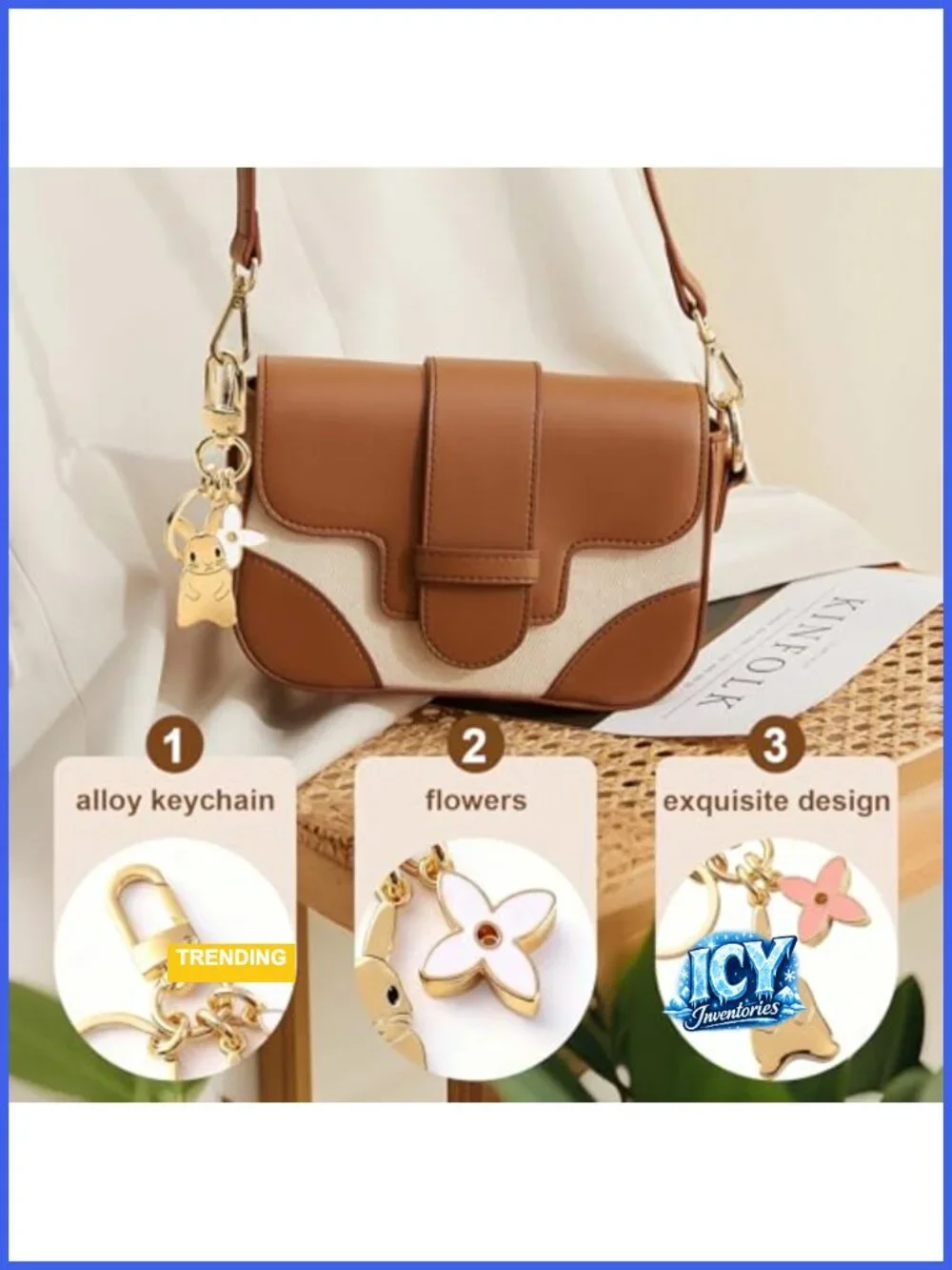 Bunny Rabbit Keychain Bag Charm Gold Metal Alloy Lightweight Purse Accessory